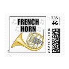  - These postage stamps feature a beautiful graphic of a French horn, surrounded by light gray musical notes.: Sizes 