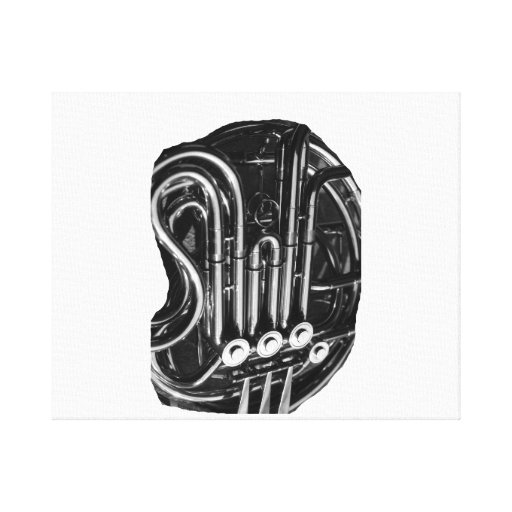 French Horn Piping Black and White photo design Stretched Canvas Print