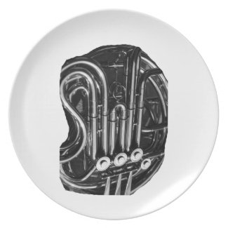 French Horn Piping Black and White photo design plate