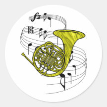 French Horn Round Sticker