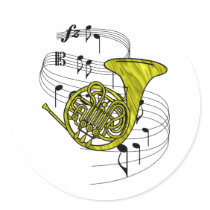 French Horn Round Sticker