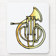 French horn type instrument front facing bell mouse pads