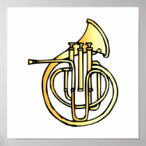 French horn type instrument front facing bell print