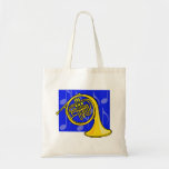 French Horn, Yellow, With Blue Notes Back Bag