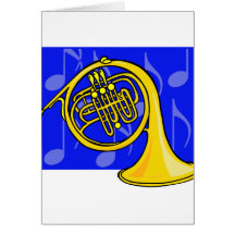 French Horn, Yellow, With Blue Notes Back Card