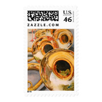 French Horns Musician Funny Frog Artist Stamps