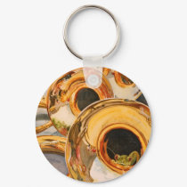 French Horns Musician Funny Frog Escape Artist keychains by michelleys French Horns Musician Funny Frog Escape Artist keychains