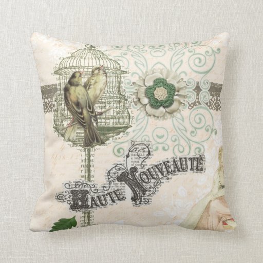 French Inspired Shabby Chic Bird Cage Throw Pillow Zazzle