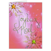 French Joyeux Noel Card with stars and snowflakes cards