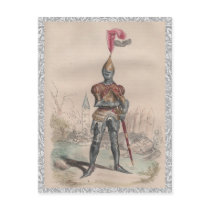 French knight in full plate armor lace postcard