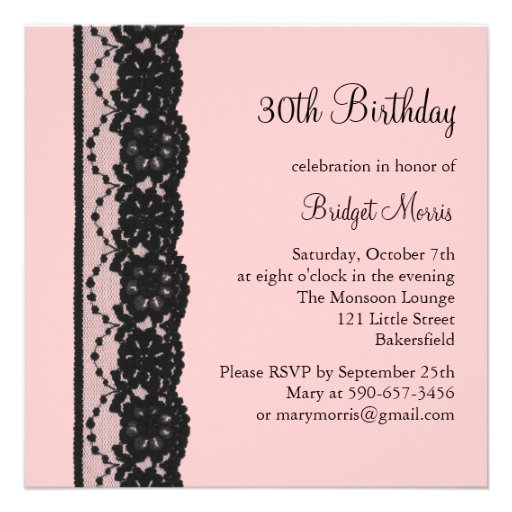 French Lace Birthday Invitation (pink)
