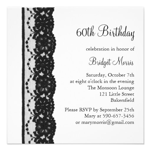 French Lace Birthday Invitation (white) (front side)