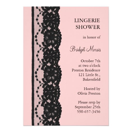 French Lace Lingerie Shower (pink) Invites