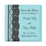French Lace Save the Date Magnet (turquoise)
