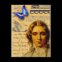 french lady with butterfly postcards