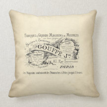 French Lettering on Parchment Pillows