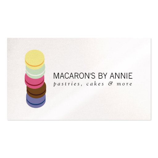 FRENCH MACARON STACK LOGO for Bakery, Pastry Chef Business Cards (front side)
