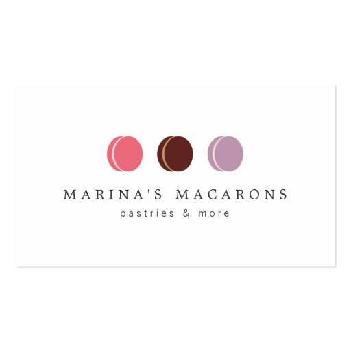 FRENCH MACARON TRIO LOGO 3 on White Business Cards (front side)