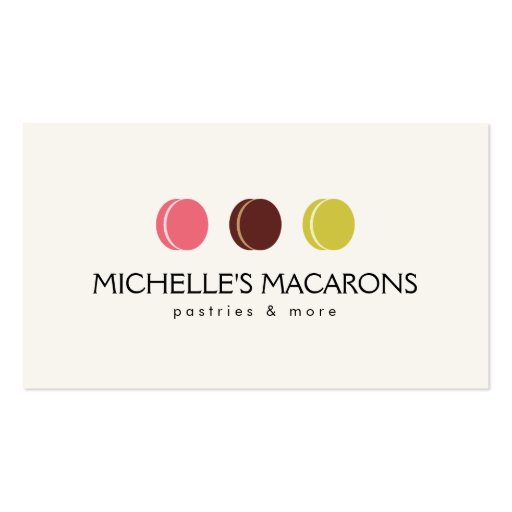 FRENCH MACARON TRIO LOGO for Bakery, Pastry Chef Business Card Template (front side)