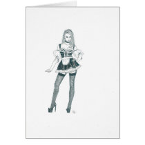 French Maid in High Heels Greeting Card
