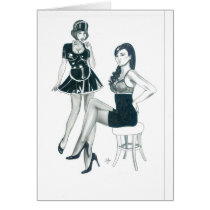 French Maid & Mistress Greeting Card