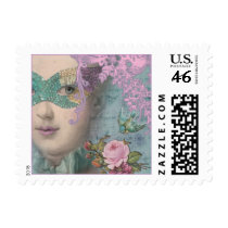 French Masquerade Small Postage Stamp