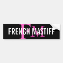 French Mastiff Breed Monogram Design Bumper Stickers