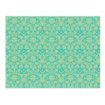 French Ornament Vintage Antique Damask Blue Yellow Postcards