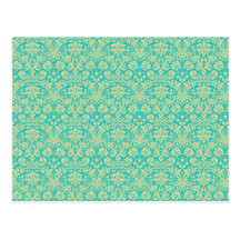 French Ornament Vintage Antique Damask Blue Yellow Postcards