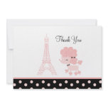 French Paris Pink Poodle Flat Card Thank you note Custom Invites