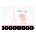 French Paris Pink Poodle Flat Card Thank you note Custom Invites