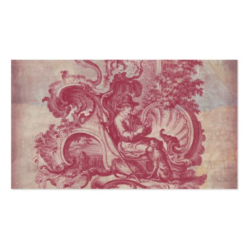 French Patina Vintage Red Toile Pompei Colors Business Card Templates (back side)
