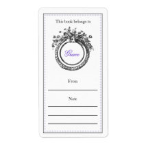 French Personalized  Bookplate | Purple and Black Shipping Labels