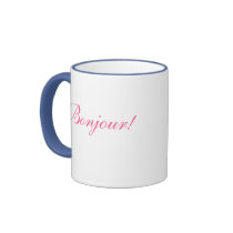 French pitcher and roses, Bonjour! mugs by Lesleysloft French pitcher and roses, Bonjour! mugs