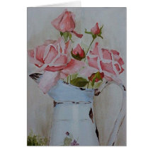 French pitcher roses  greeting cards