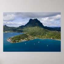 French Polynesia, Bora Bora. Aerial view of