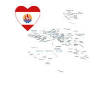 French Polynesia Flag Heart and Map T-Shirt