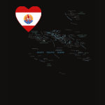 French Polynesia Flag Heart Map Fitted AA T-Shirt