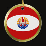 French Polynesia Fisheye Flag Ornament