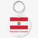 French Polynesia Flag with Name in French keychains