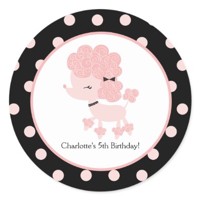 French Poodle Favor Sticker