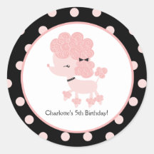 French Poodle Favor Sticker