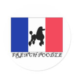 French Poodle Round Stickers