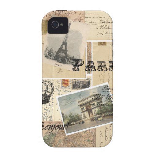 French Postcard Collage Vibe iPhone 4 Case Zazzle