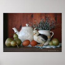 French Poultry, Pears & Porcelain Poster