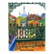 French Quarter Balcony, Fig Street Studio Postcards