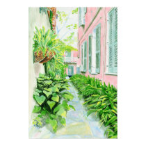 French Quarter Courtyard Print by mozache French Quarter Courtyard Print