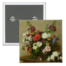 French Roses and Peonies, 1881 Button
