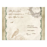 French Roses Love Birds Swirl Vintage Lace - Aqua Invites