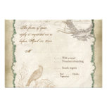 French Roses Love Birds Swirl Vintage Lace - Aqua Invitation